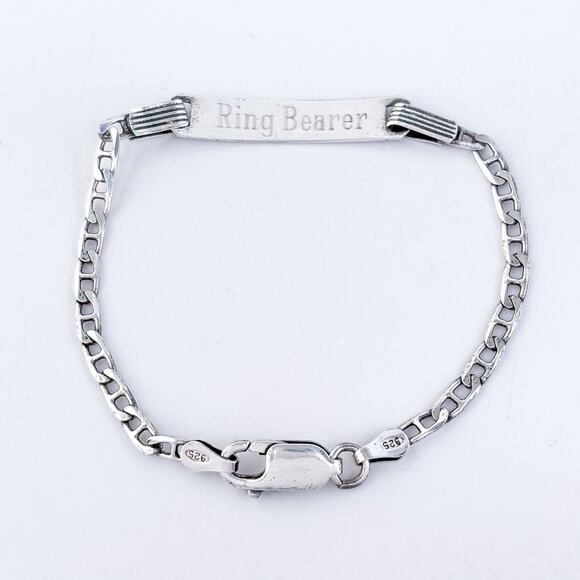 Vintage Italy Sterling Silver 925 Anchor Chain ID Bracelet 6.5" - Picture 4 of 6